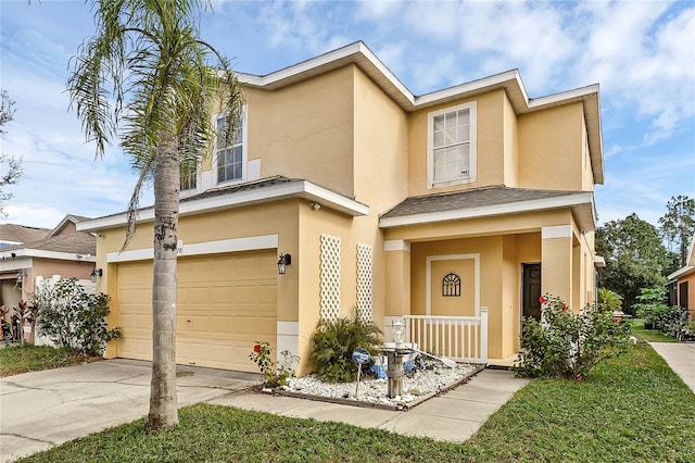 view of front of property with a garage