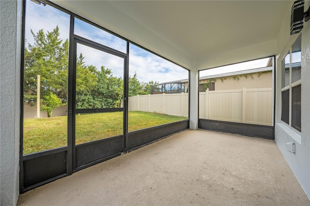 view of unfurnished sunroom