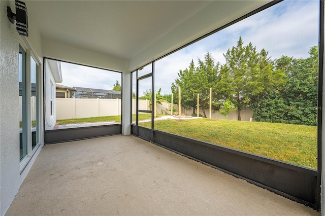 view of unfurnished sunroom