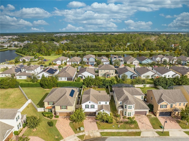 bird's eye view featuring a water view