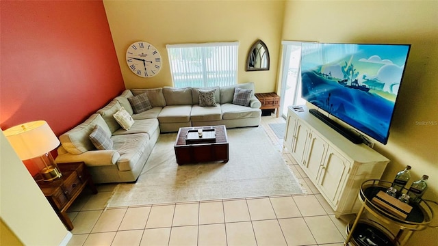 view of tiled living room