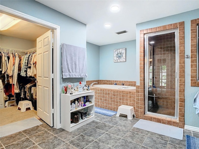 bathroom with plus walk in shower