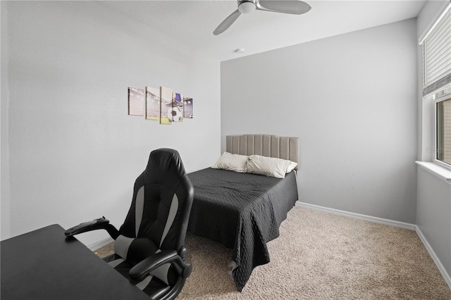 bedroom with carpet and ceiling fan