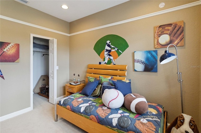 carpeted bedroom featuring a closet