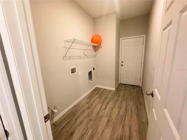 laundry area with hardwood / wood-style floors, washer hookup, and hookup for an electric dryer