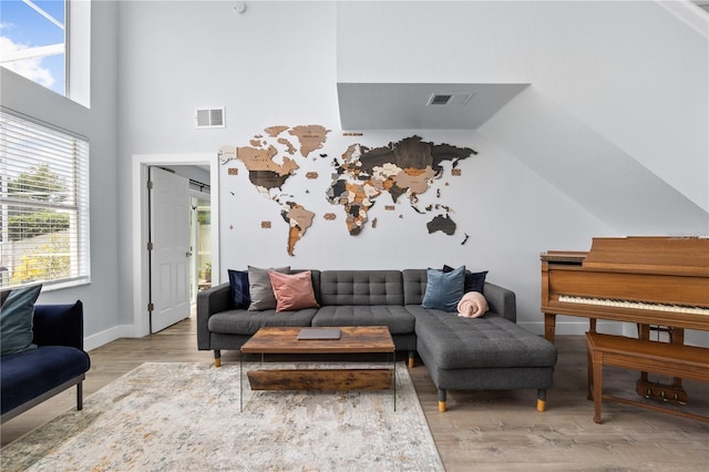 living room featuring light wood-type flooring