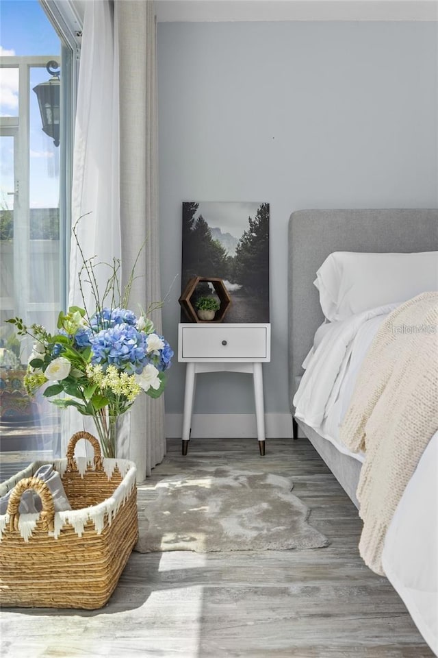 bedroom featuring wood-type flooring