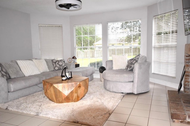 view of tiled living room