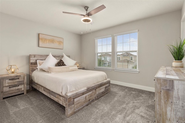 bedroom featuring carpet flooring and ceiling fan