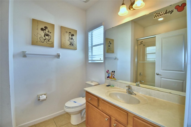 bathroom with vanity, tile patterned flooring, and toilet