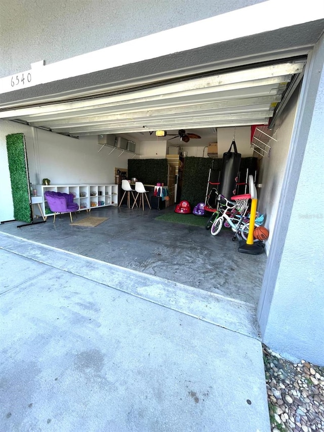 garage with a garage door opener