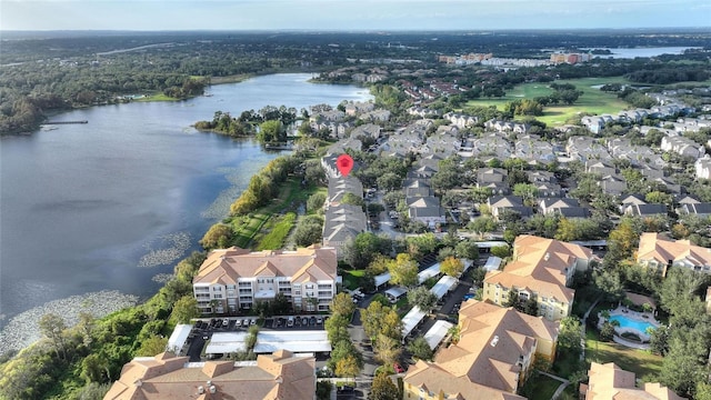 bird's eye view featuring a water view