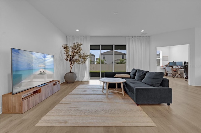 living room with light wood-type flooring