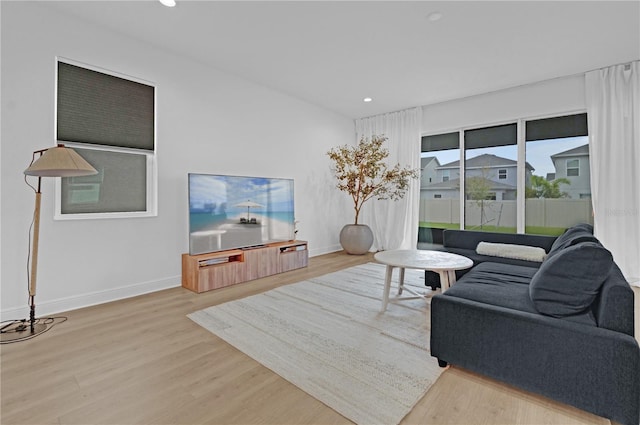 living room with light wood-type flooring