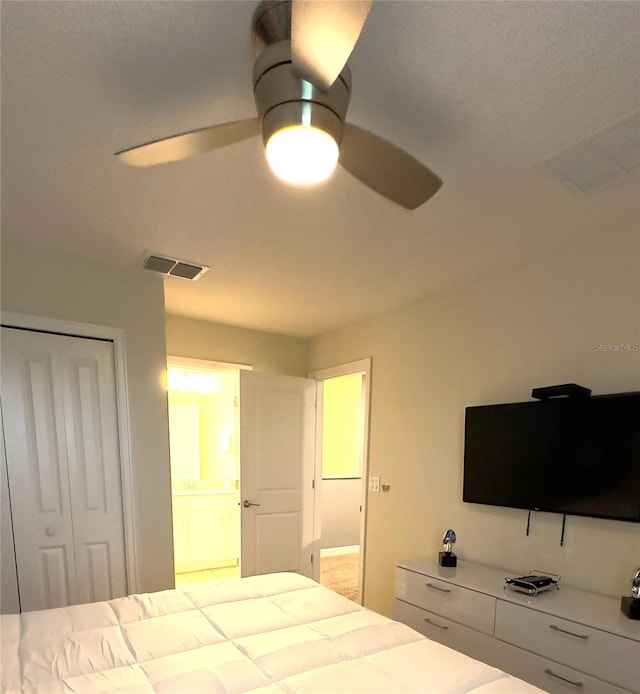 unfurnished bedroom with a closet and ceiling fan