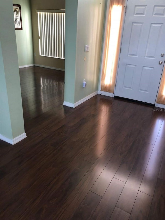 foyer entrance with dark wood-type flooring