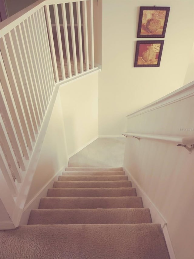 stairway with carpet floors