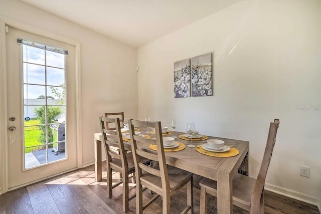 dining space featuring hardwood / wood-style flooring