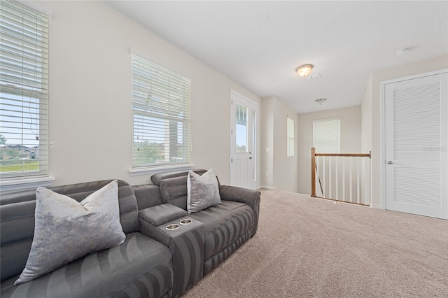 living room featuring carpet floors