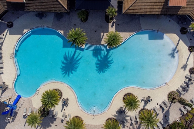 view of swimming pool with a patio area