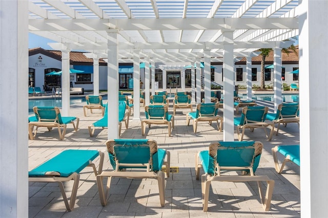 view of patio / terrace featuring a pergola