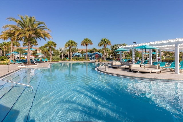 view of pool with a pergola