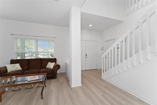 living room with light wood-type flooring