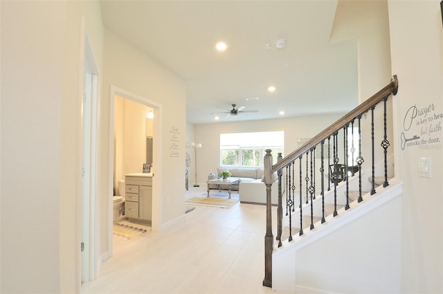 4963 Royal Point Ave, Kissimmee, FL 34746 - foyer featuring ceiling fan, recessed lighting, and stairs