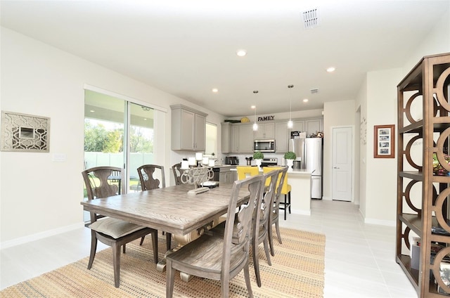 view of tiled dining area