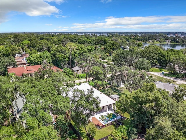 bird's eye view featuring a water view