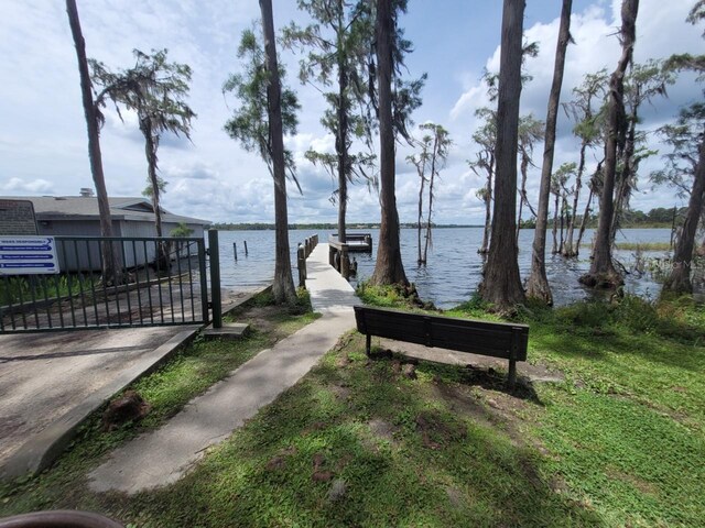 view of dock featuring a water view