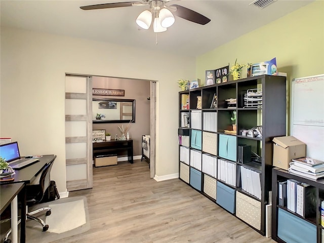 1927 Partin Terrace Rd, Kissimmee, FL 34744 - home office featuring ceiling fan, light wood-style floors, and baseboards