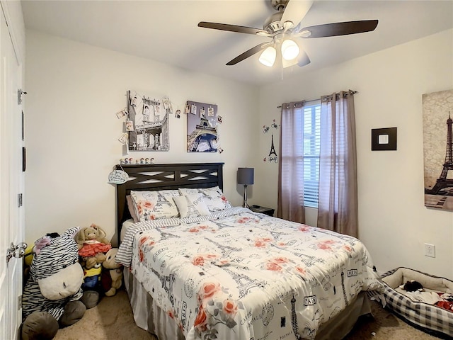 bedroom with carpet and ceiling fan