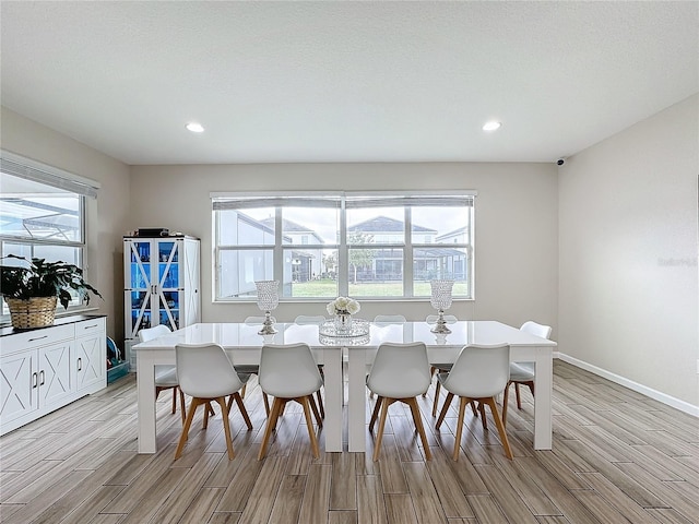 dining space featuring a healthy amount of sunlight and light wood-type flooring