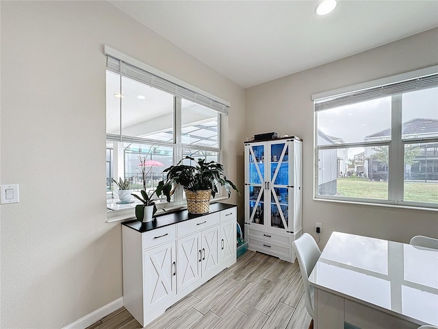 interior space with light hardwood / wood-style floors