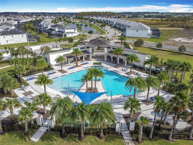 view of swimming pool featuring a patio