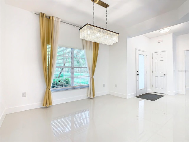 interior space with an inviting chandelier