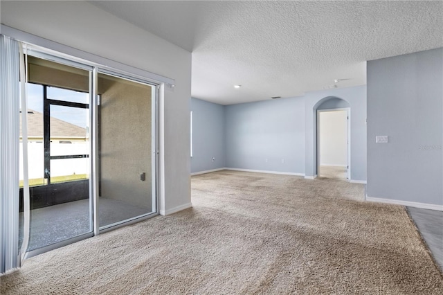 empty room featuring carpet flooring and a textured ceiling