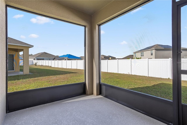 view of unfurnished sunroom