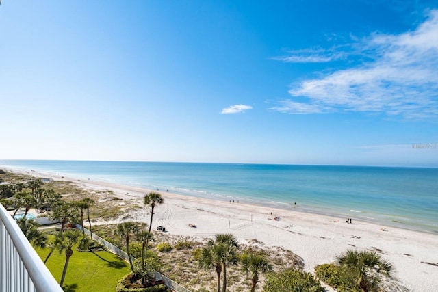 view of water feature featuring a beach view