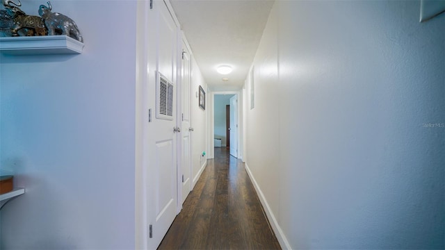 hallway featuring dark hardwood / wood-style flooring