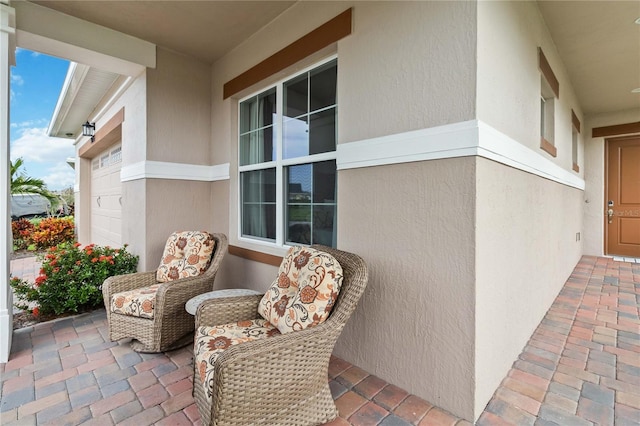 exterior space with a garage