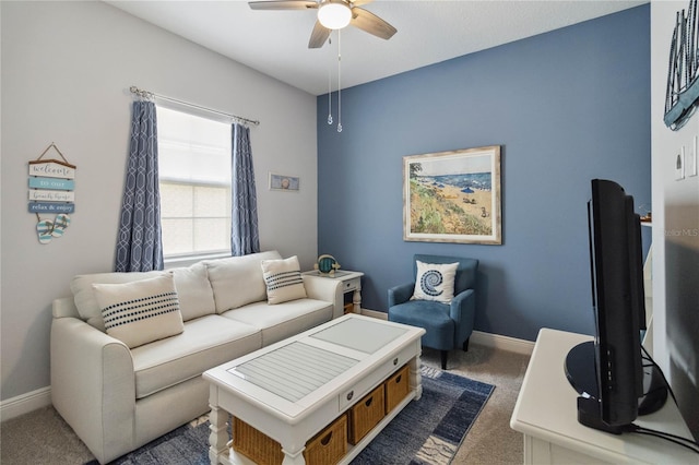 5075 Twin Lakes Blvd, Saint Cloud, FL 34772 - living area with ceiling fan, carpet flooring, and baseboards