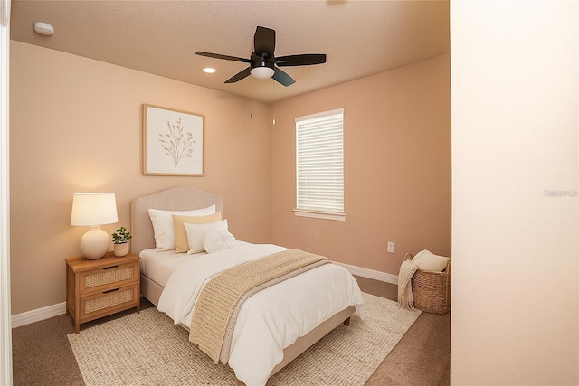 7845 Wandering Way, Orlando, FL 32836 - bedroom with light carpet, baseboards, ceiling fan, and recessed lighting