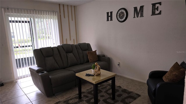 view of tiled living room