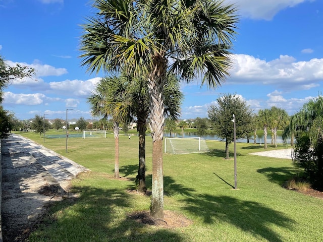 view of home's community with a water view