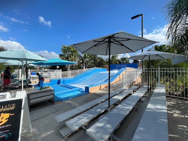 view of patio / terrace featuring a fenced in pool