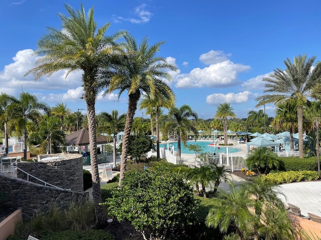 view of pool featuring a gazebo