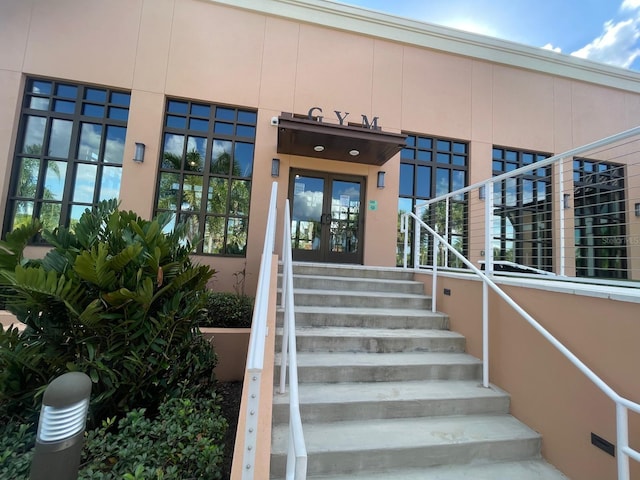 property entrance featuring french doors