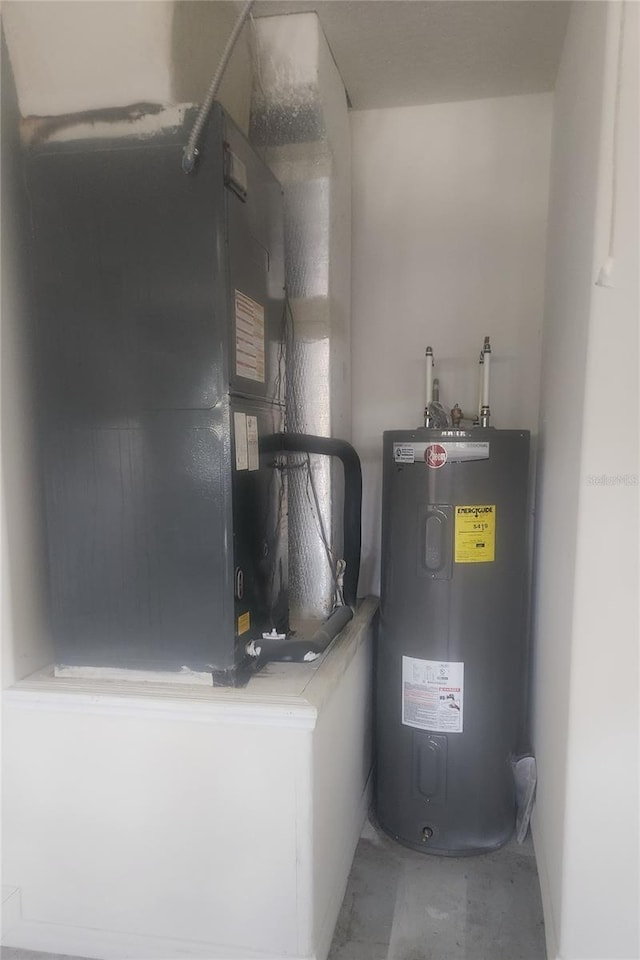 utility room with water heater